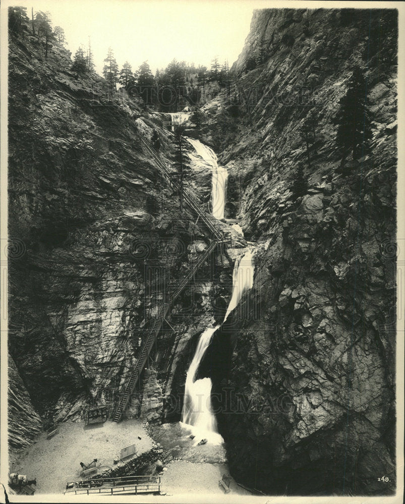 Press Photo Seven Falls Waterfall Stairs Beside - Historic Images
