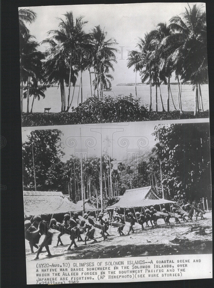 1942 Press Photo Solomon Islands Tribals War Dance  - Historic Images