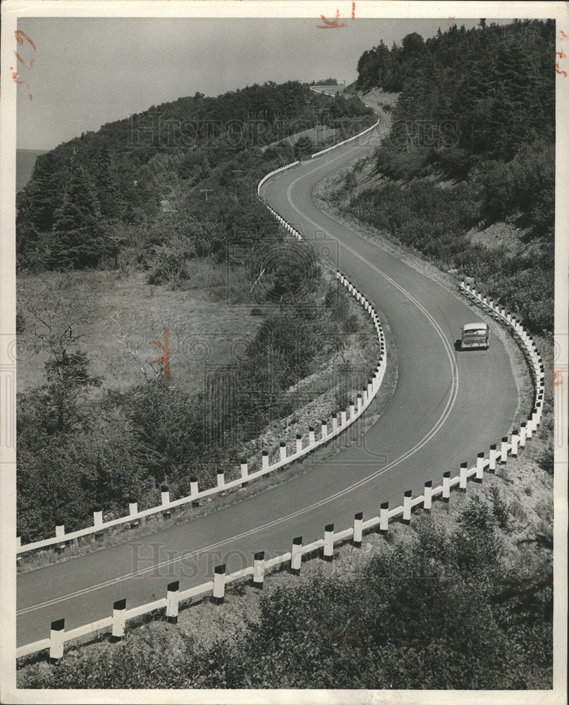 1956 Car Drives Up Winding Road,Nova Scotia-Historic Images