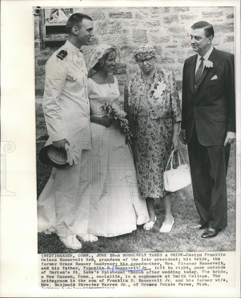 1962 Press Photo Roosevelt III Goodyear Wedding Eleanor - Historic Images