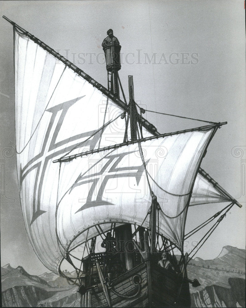 1964 Press Photo Historic Sailing Boat Painting - Historic Images