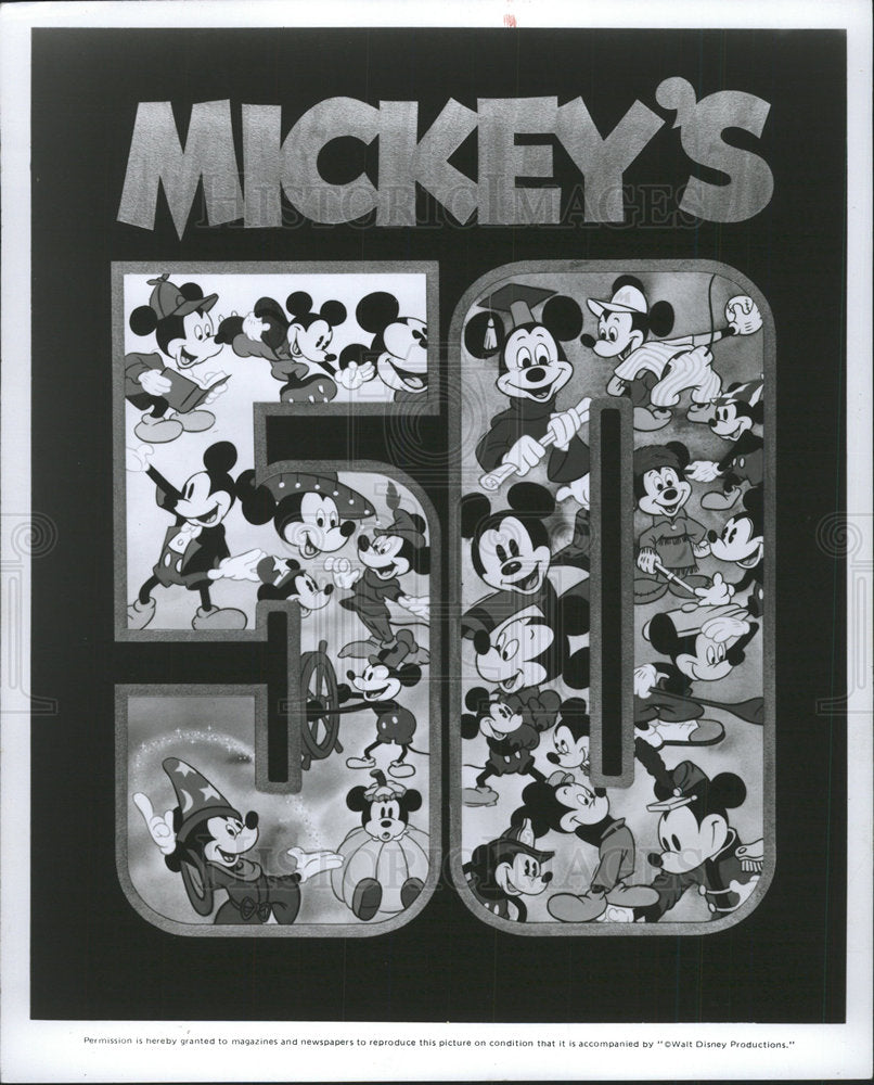 1978 Press Photo Mickey Mouse 50th Anniversary Art - Historic Images