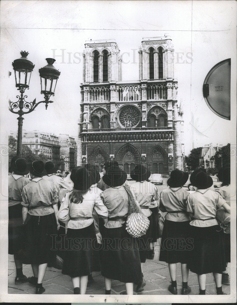 1958, Girl Scouts Visit Paris Notre Dame - RRY41685 - Historic Images