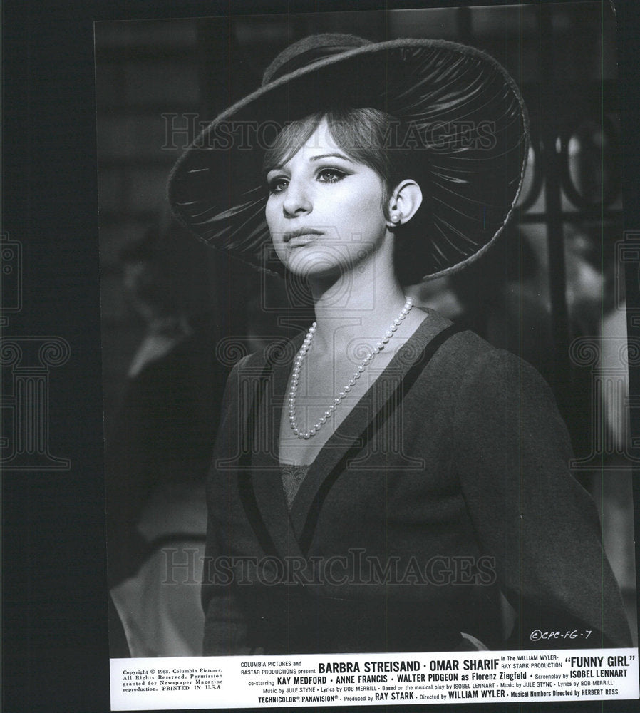 1968 Press Photo Barbra Streisand Actress Funny Girl - Historic Images