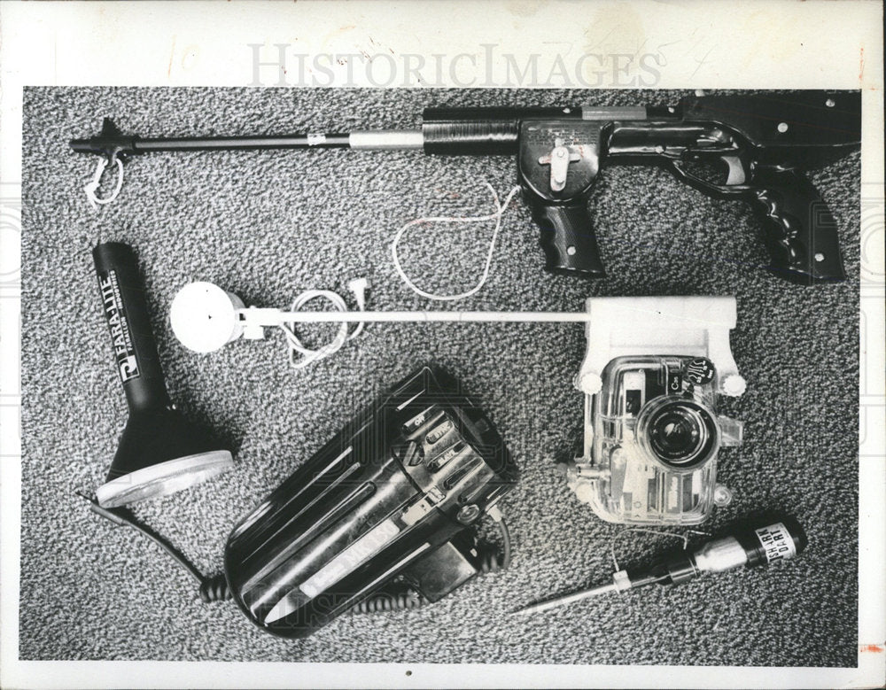 1973 Press Photo Deep Sea Diving Equipment Laid Out - Historic Images