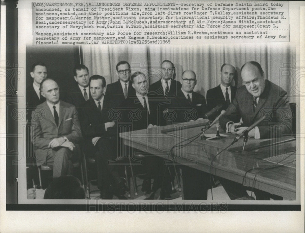 1969 Press Photo Secy Defense Laird Announces Appts - Historic Images