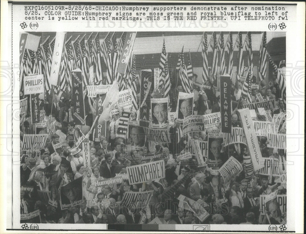 1968 Press Photo Humphrey Supporters Demonstration  - Historic Images