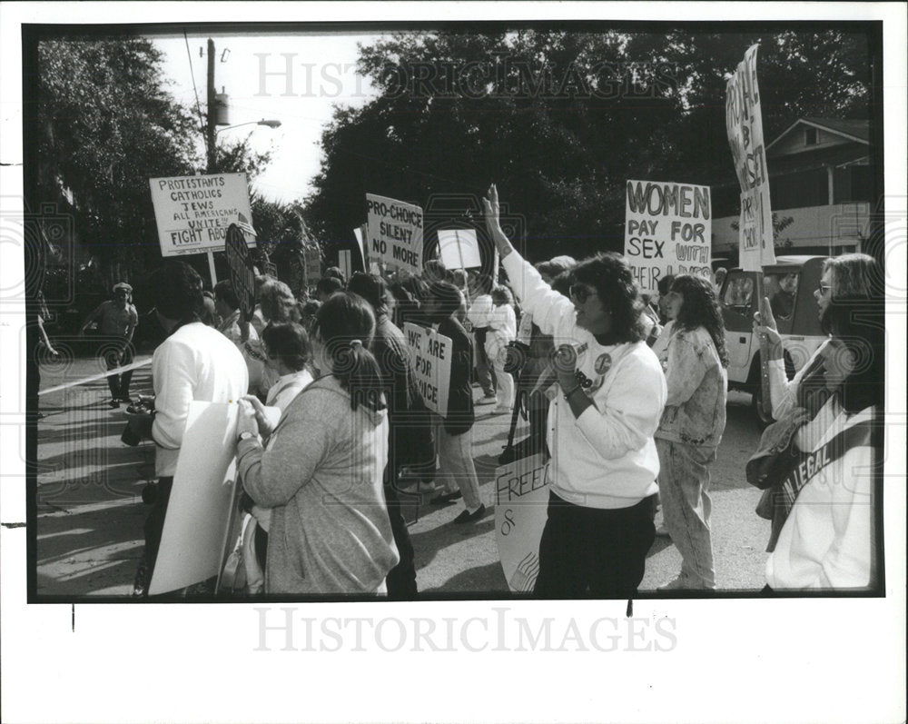 1989 Press Photo Abortion Rights Protests Tampa Florida - Historic Images