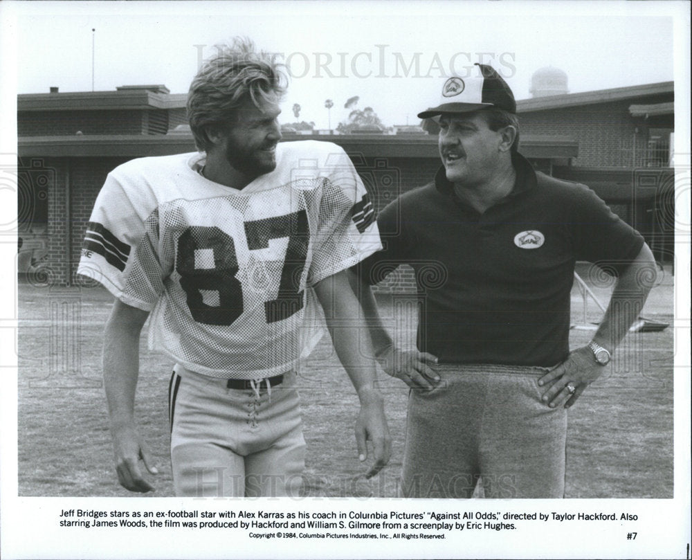 1984 Press Photo Jeff Bridges Alex Karras Movie Actors - Historic Images