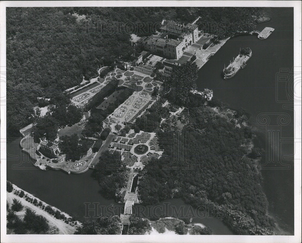 Press Photo Vizcaya Dade County Art Museum Aerial View - Historic Images