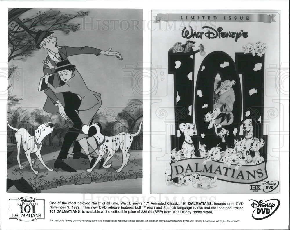 1999 Press Photo Walt Disney 101 Dalmatians DVD - Historic Images