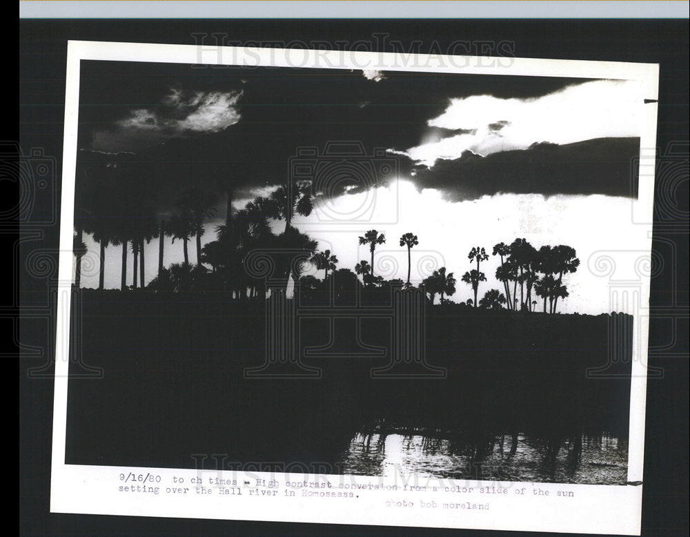 1980 Press Photo Sunset Hall River Homosasse Florida - Historic Images