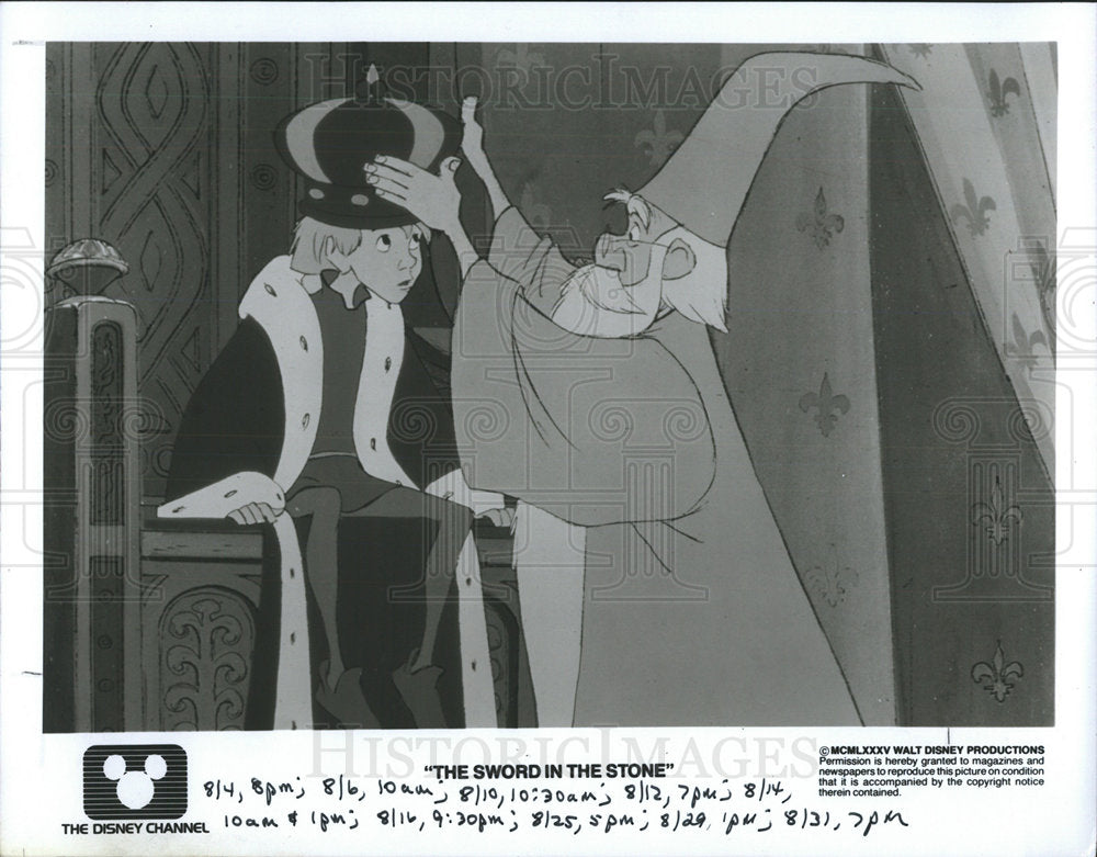 1985 Press Photo Merlin Sword Stone Disney Chanel - Historic Images