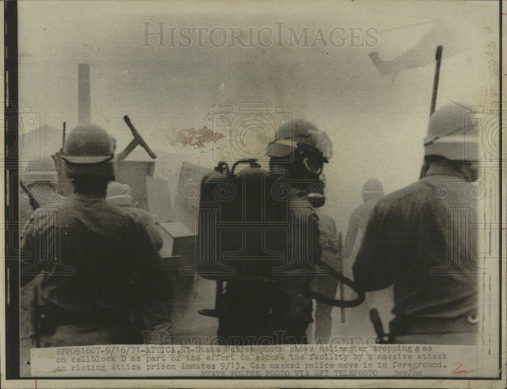 1971 Press State Police Attica Prison Helicopter Block - Historic Images