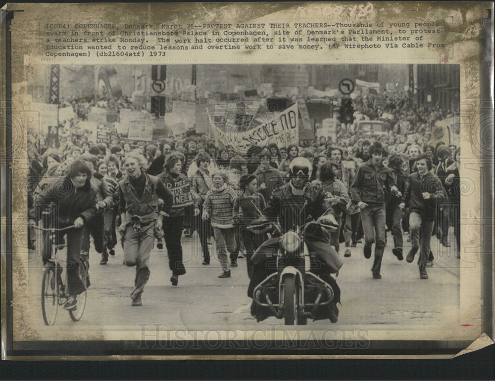 1973 Press Photo Danish Students Protest Teacher Strike - Historic Images