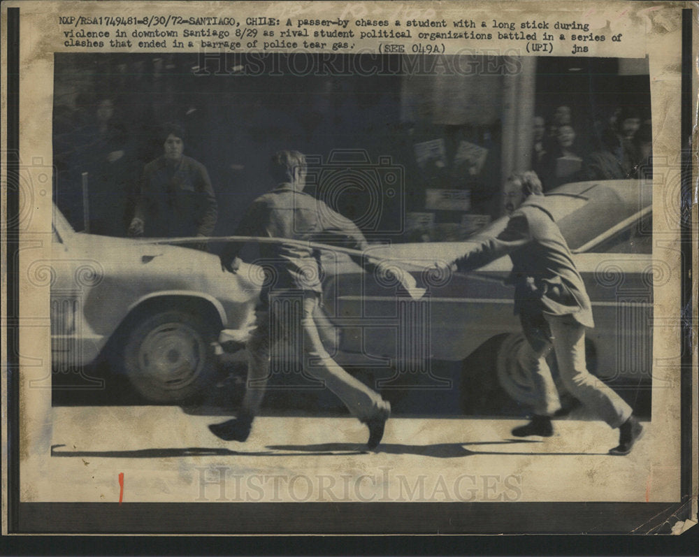 Press Photo Person Running Hit Stick Man Two Car Huge  - Historic Images