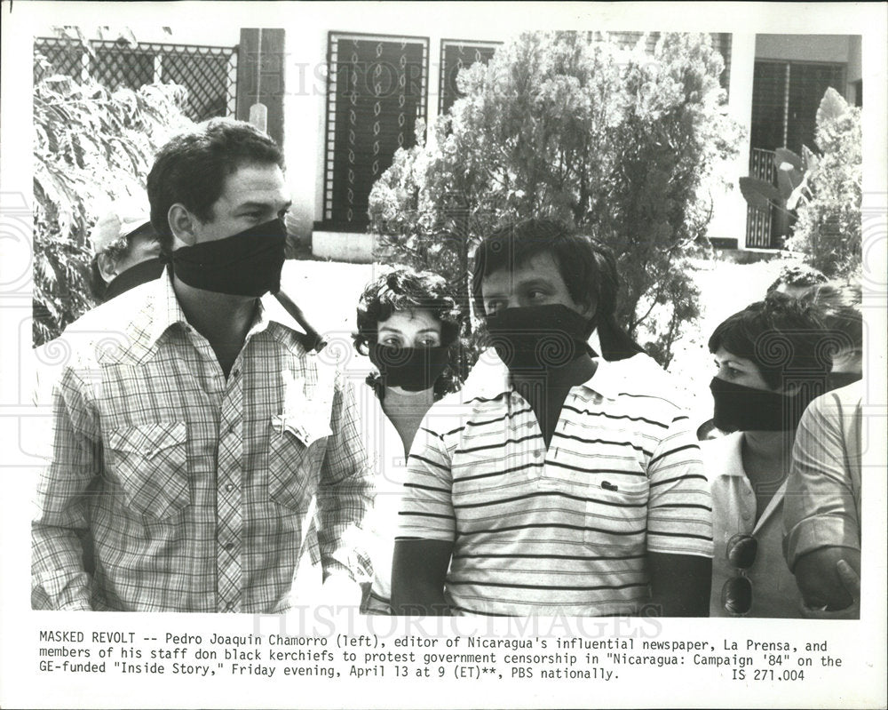 1984 Press Photo Pedro Joaquin Chammorro Protestant - Historic Images