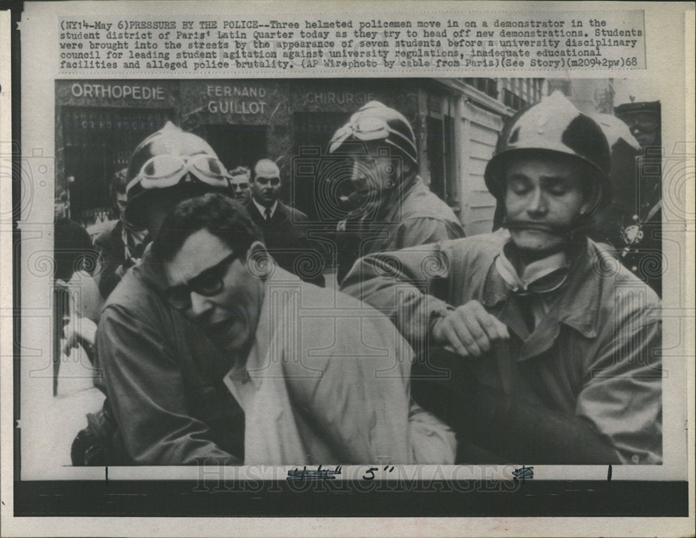 1968 Press Photo Police Move In On Student Demonstrator - Historic Images