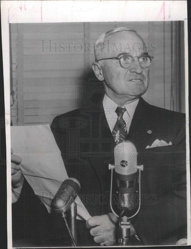 1990 Press Photo Truman United Nations Force Speaker - Historic Images