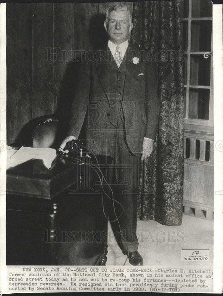 1933 Press Photo Charles Mitchell National City Bank  - Historic Images