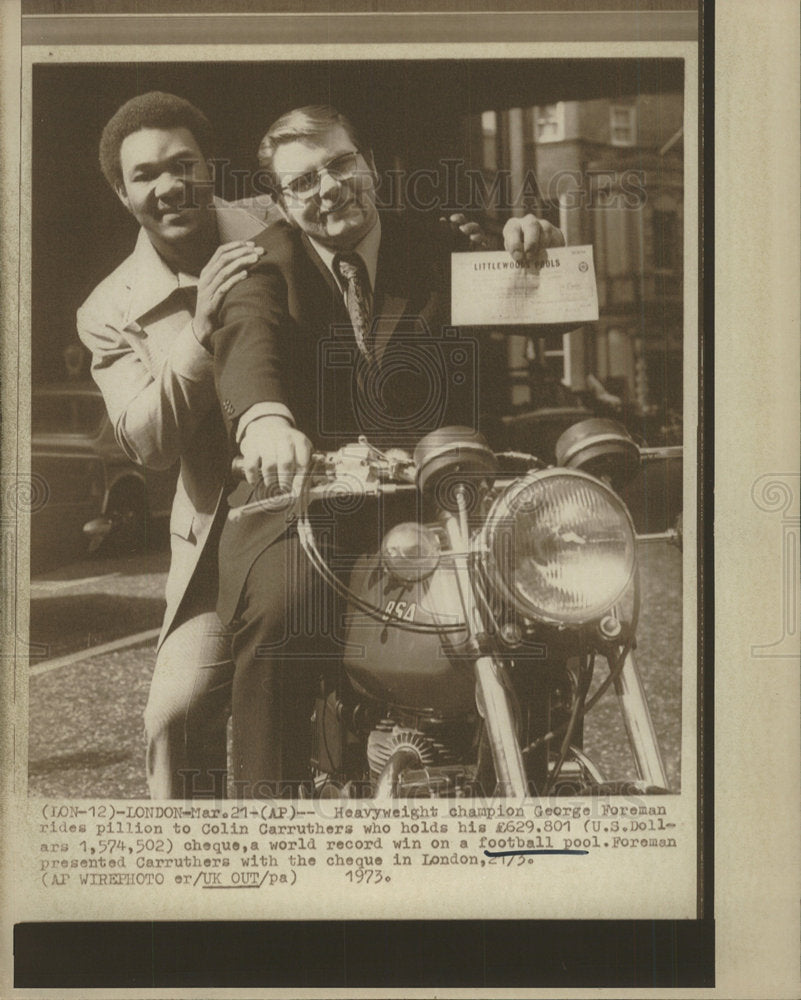 1973 Press Photo Heavyweight champion George foremen  - Historic Images