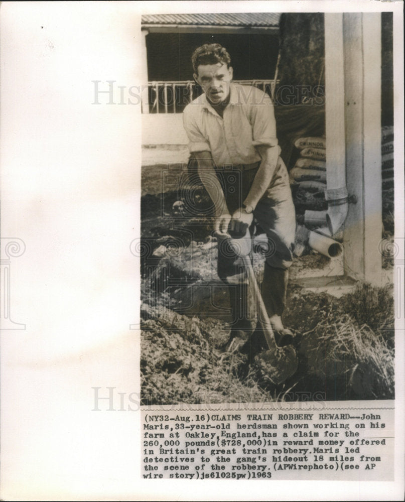 1963 Press Photo John Maris Claims Train Robbery Reward - Historic Images