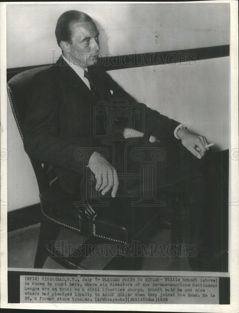 1938 Press Photo Williams Brandt German American civil - Historic Images