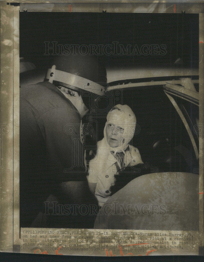 1974 Press Photo Nurse Alice Murray Nurse Riot Injured - Historic Images