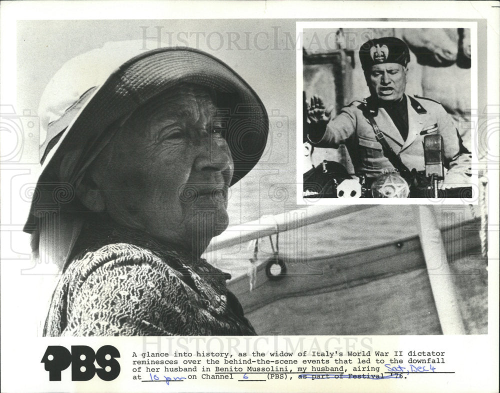 1976 Press Photo Mrs. Benito Mussolini my husband - Historic Images