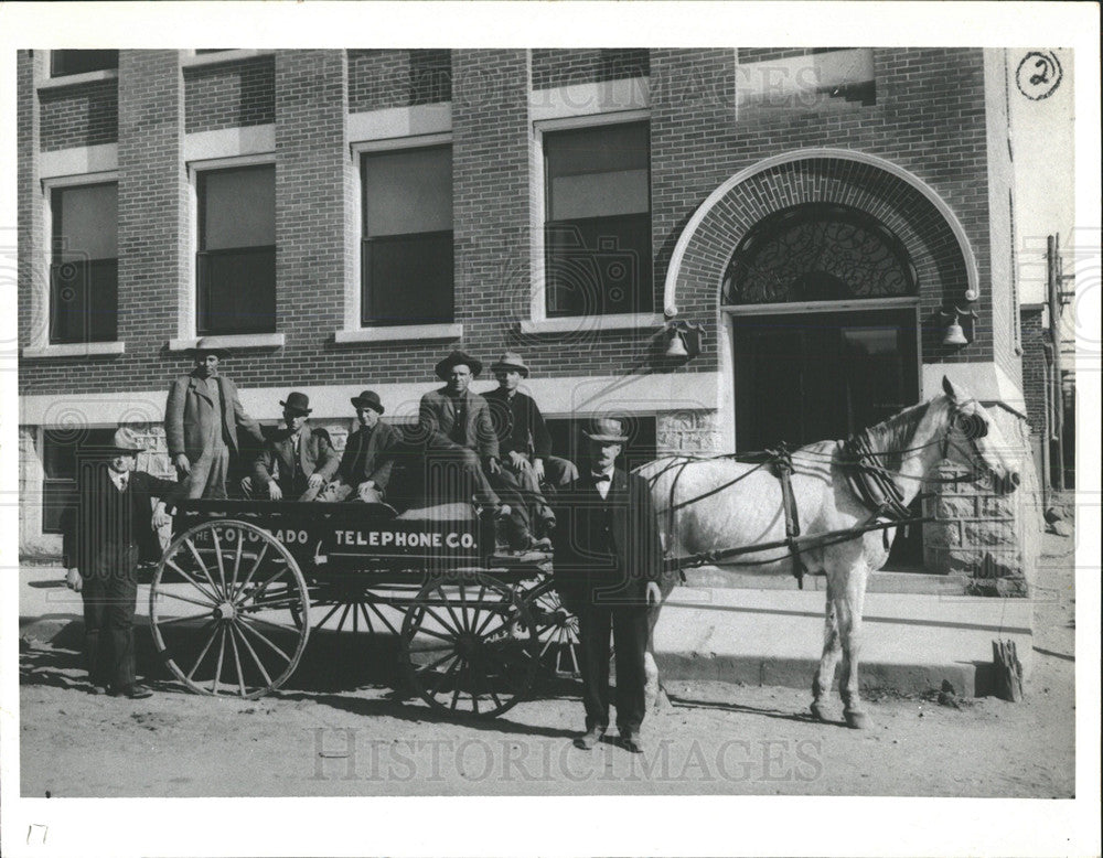 1980 Press Photo men Colorado Telephone Co. cart - Historic Images