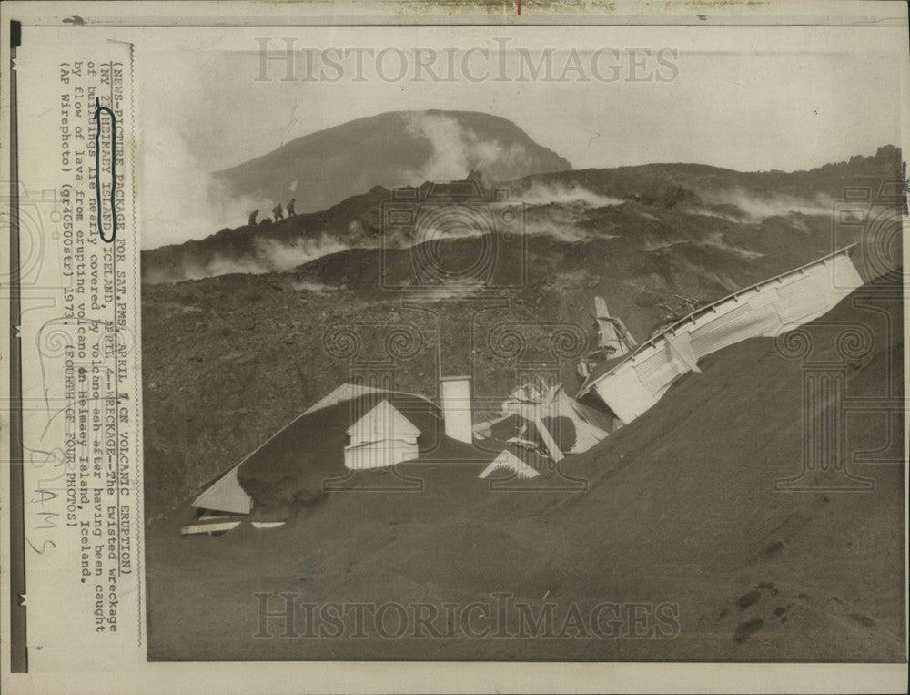 1973 Press Photo Heimaey Island Volcanic Eruption - Historic Images
