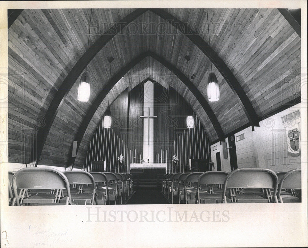 1967 Press Photo Lutheran Church Cross Inside Sanctuary - Historic Images