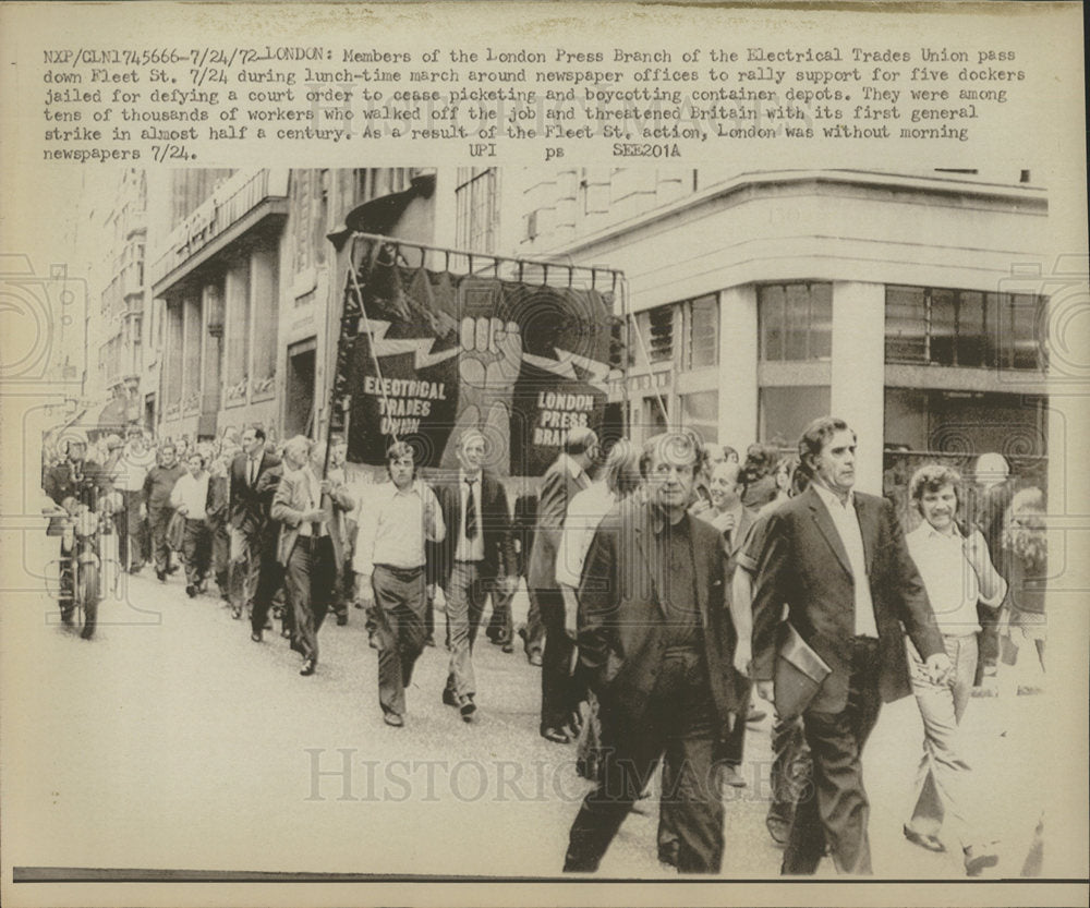 1972 Press Photo London Press Workers Protect Rally - Historic Images