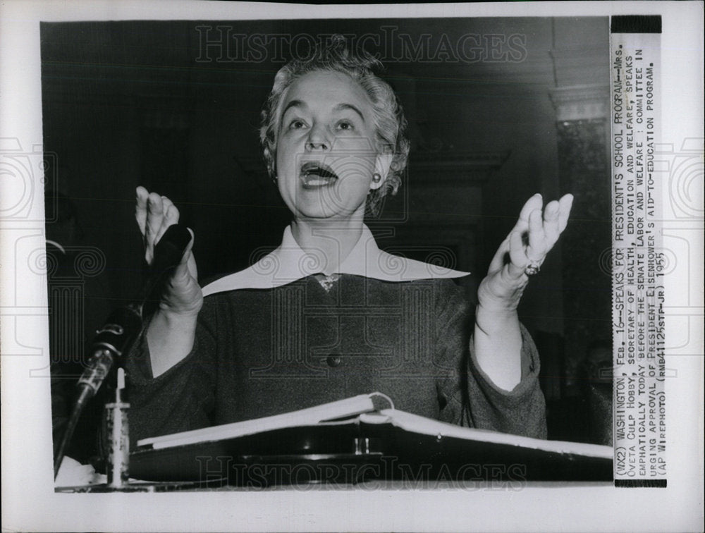 1955 Mrs. Hobby Secretary Health Education - Historic Images