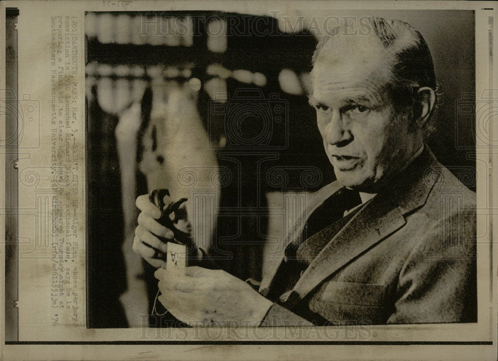 1976 Press Photo Alger Hiss Soviet Spy - Historic Images