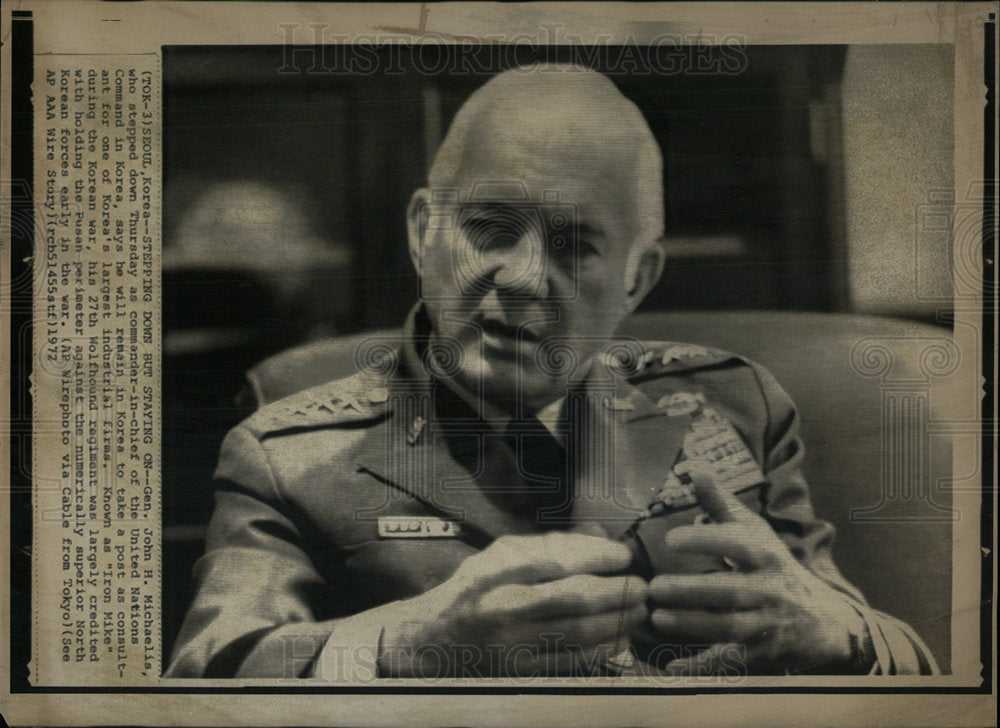 1972 Press Photo Gen. John Michaelis UN chief Korea - Historic Images