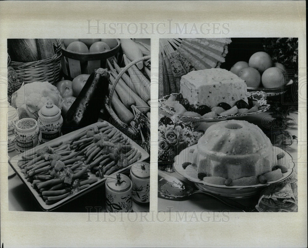 1978 Press Photo Food Vegetables Seasonings Desserts - Historic Images