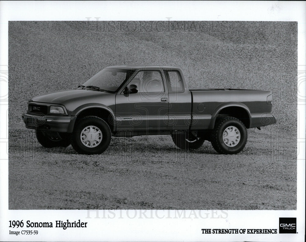 1995 Press Photo 1996 GMC Sonoma Highrider, promo - Historic Images
