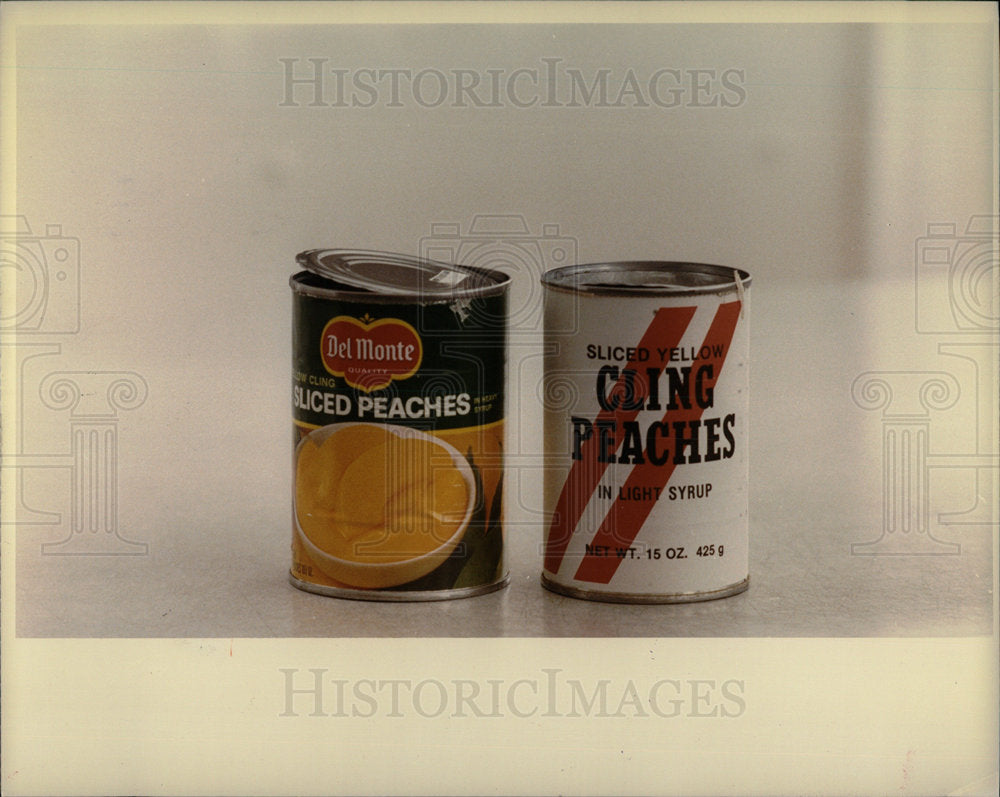 1983 Press Photo two cans peaches - Historic Images