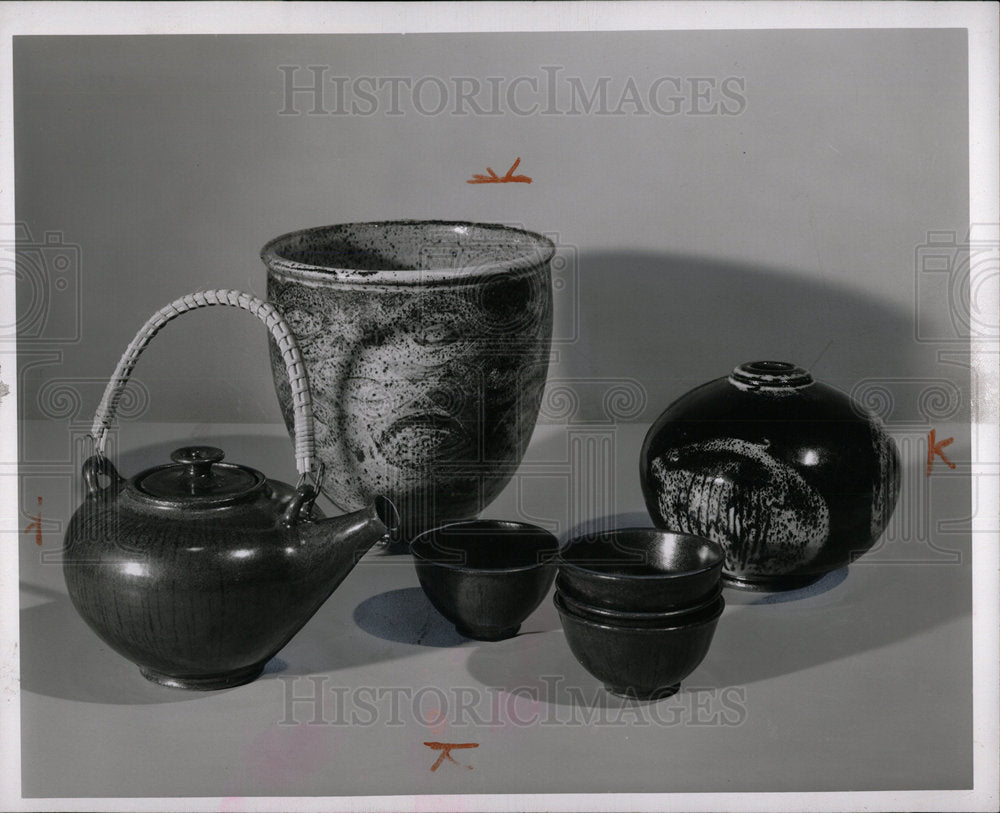 1957 Detroit Inst Arts Pottery Artist Manes - Historic Images