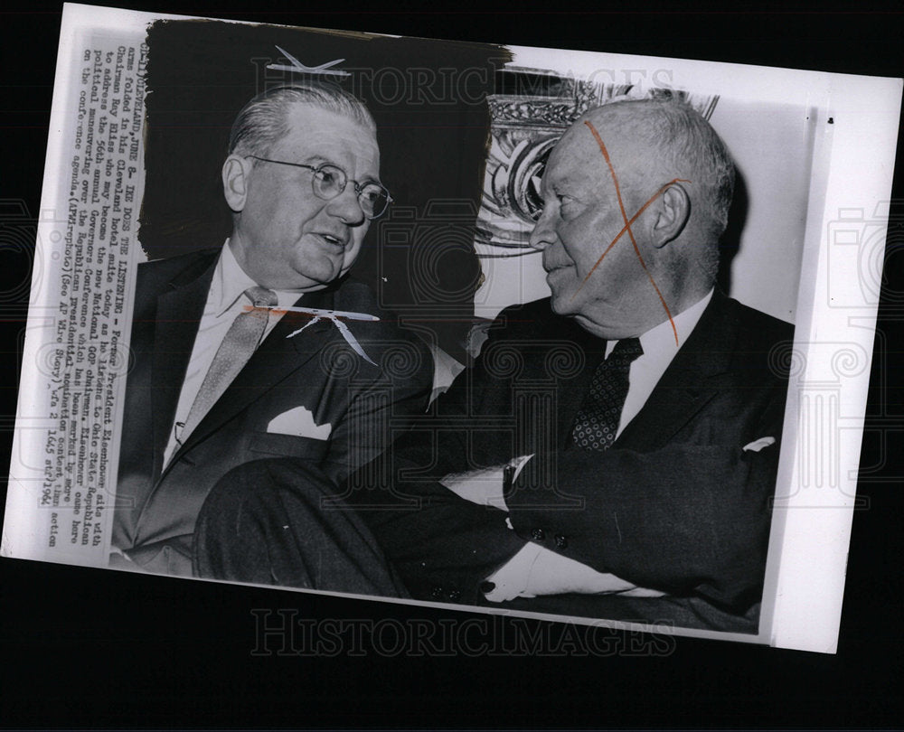 1964 Press Photo Former President Eisenhower, Ray Bliss - Historic Images