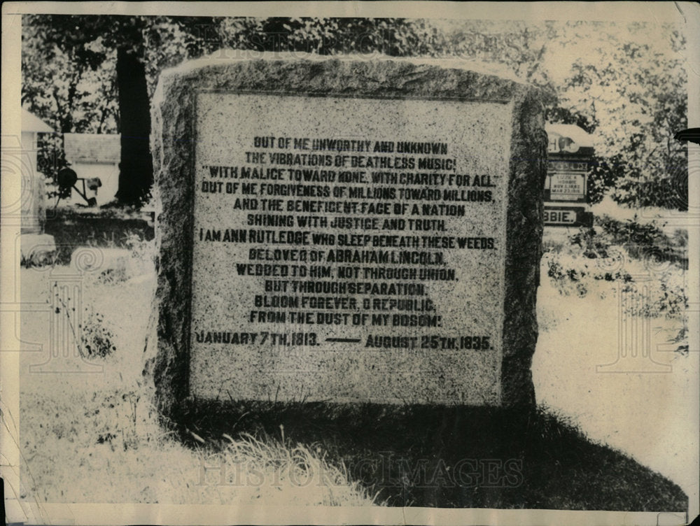 None Press Photo Ann Rutledge&#39;s grave - Historic Images