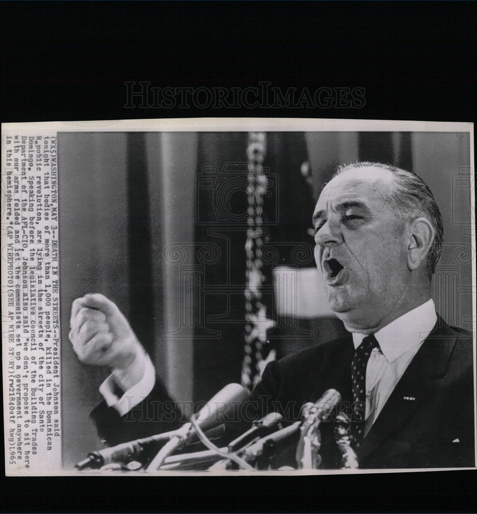 1965 Press Photo President Johnson, Domincan Republic - Historic Images