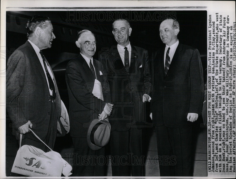 1961 Press Photo President Lyndon Johnson Germany Trip - Historic Images