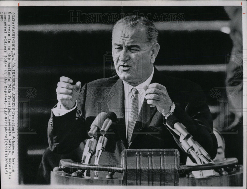 1965 Press Photo Lyndon Baines Johnson President - Historic Images