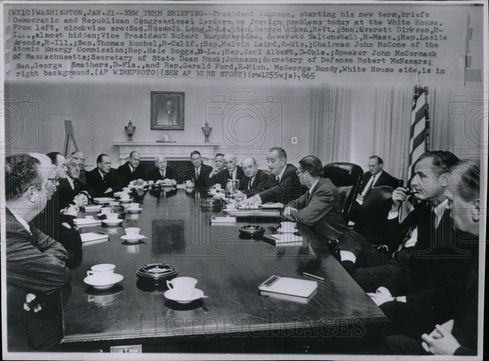 1965 Press Photo Lyndon Johnson Congressional Meeting - Historic Images