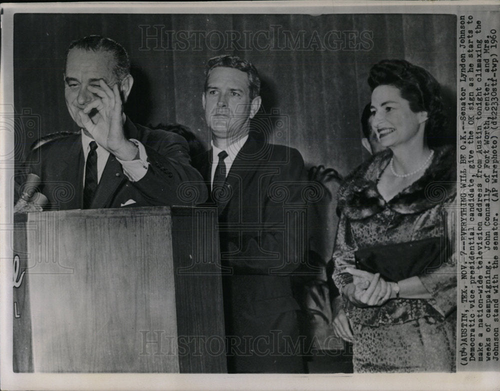 1960 Press Photo Lyndon Johnson Campaign Austin Texas - Historic Images