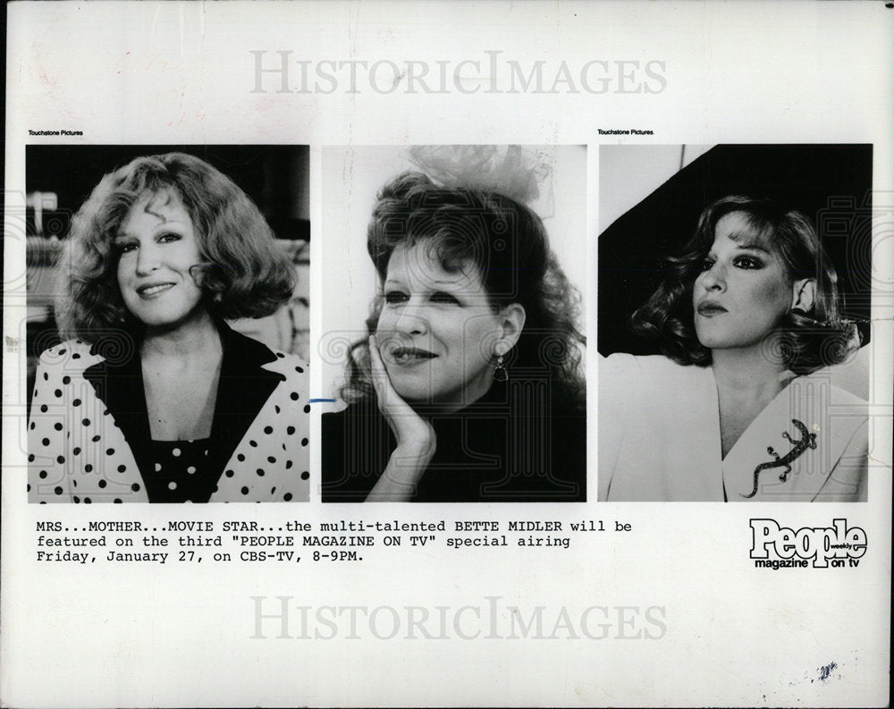 1989 Press Photo Bette Midler People Magazine TV - Historic Images