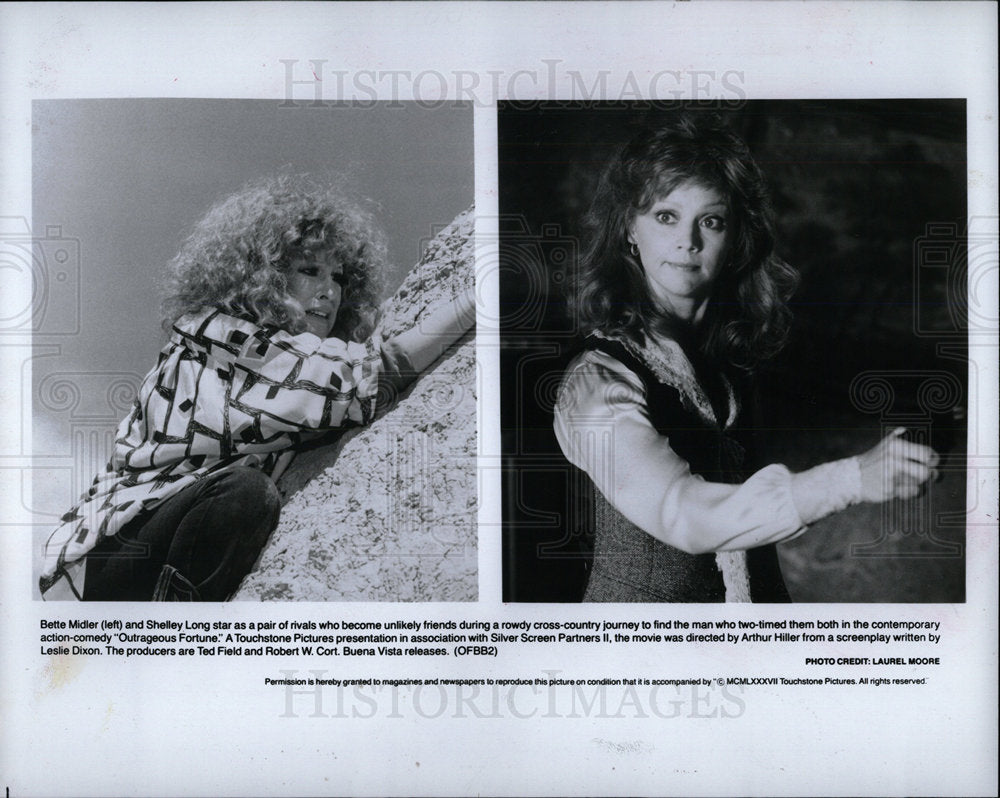 1987 Press Photo Bette Midler Shelly Long Movie Actress - Historic Images