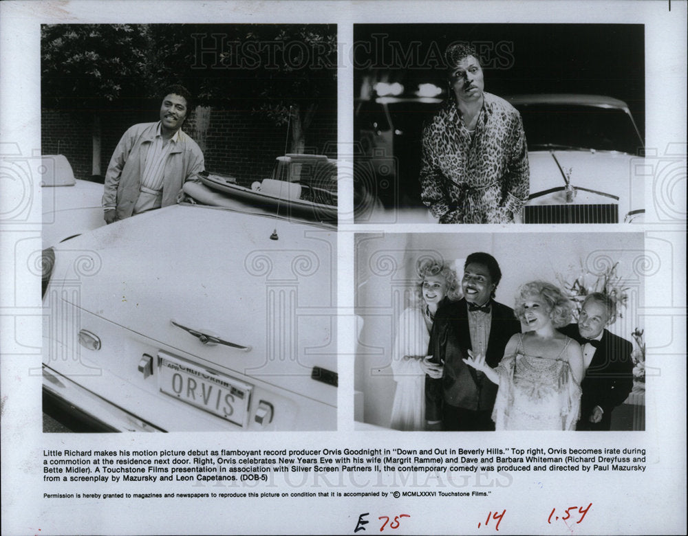 1986 Press Photo Bette Midler Little Richard Movie Film - Historic Images